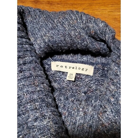 Retrology Size 2X Womans Blue Textured Mock Turtle Neck Sweater‎ - Picture 4 of 5